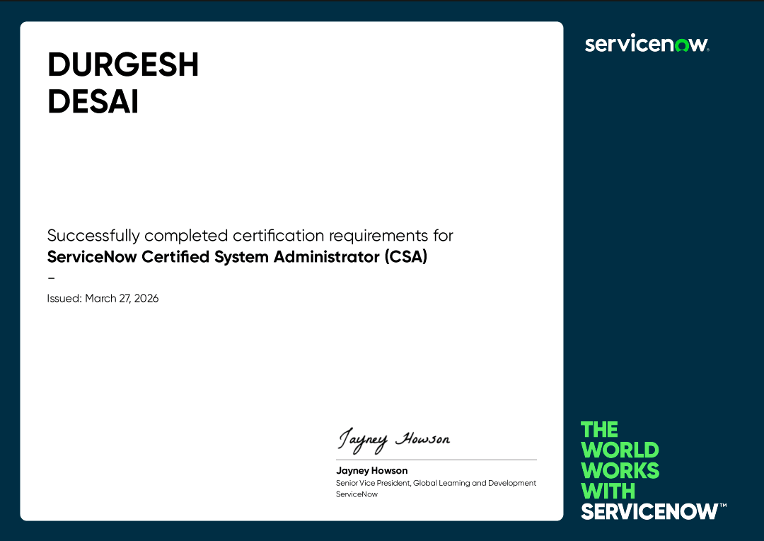 ServiceNow Certified System Administrator (CSA)